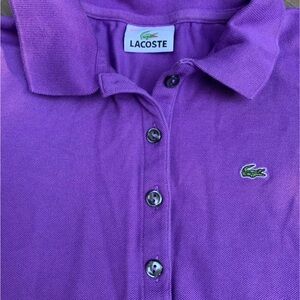 Lacoste woman Purple Button-Front Polo with Crocodile Patch